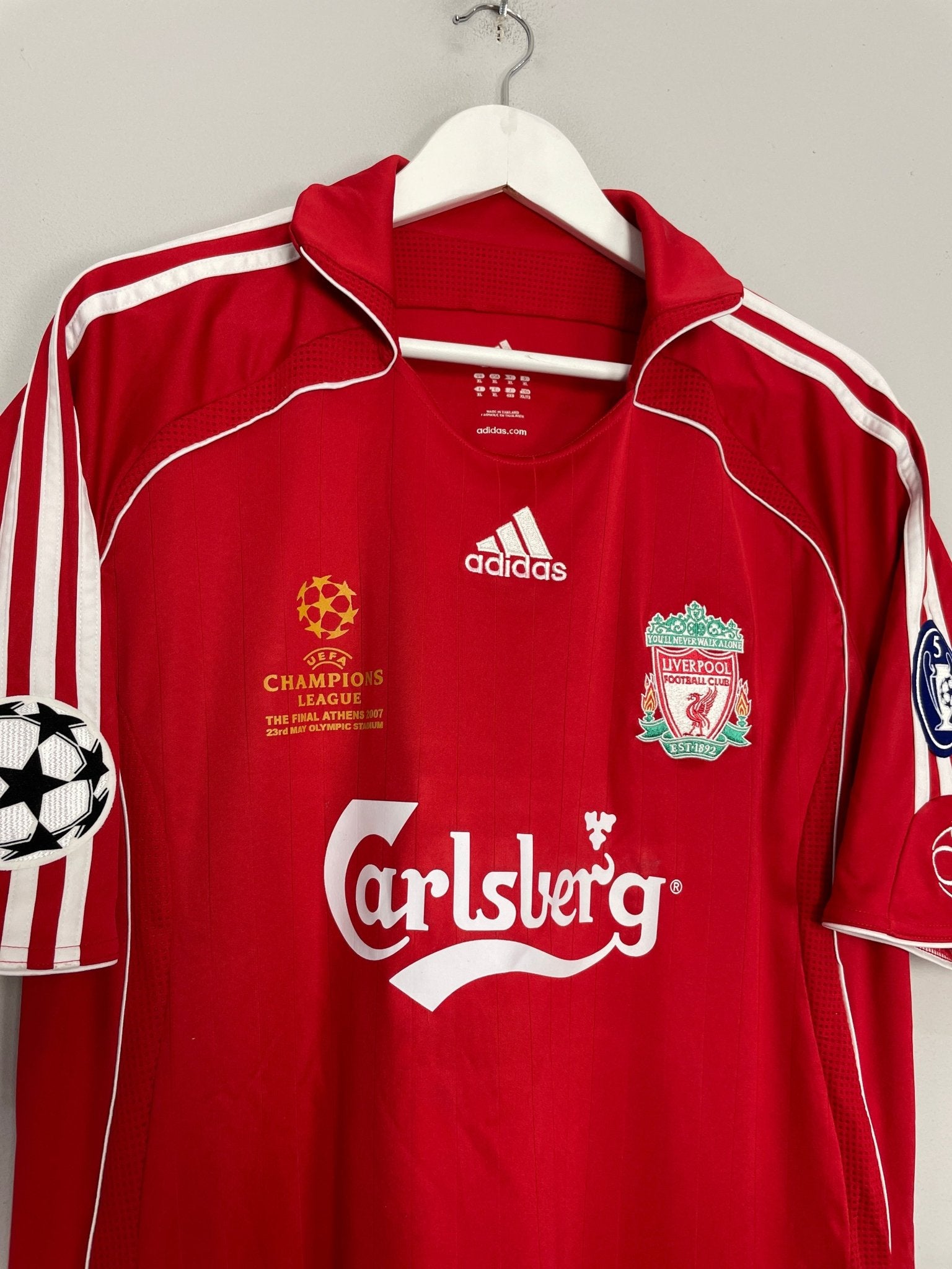 Shop 2006/08 LIVERPOOL GERRARD #8 C/L FINAL HOME SHIRT (XL) ADIDAS, classic football shirts, vintage football shirts & retro soccer jerseys at Cult Kits