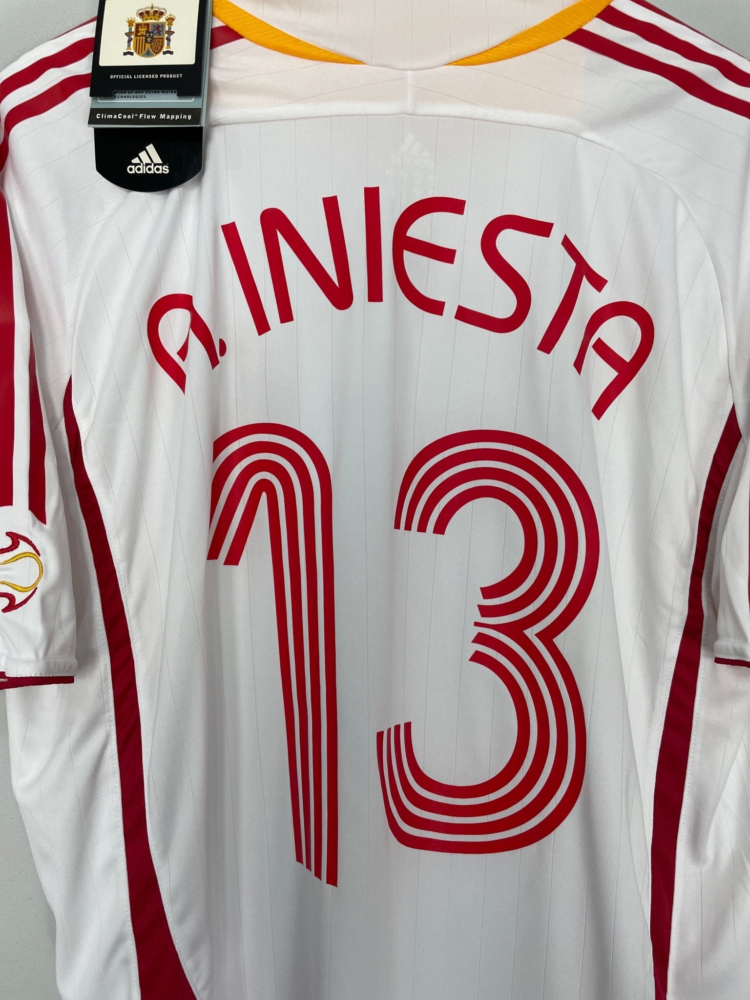 Shop 2006/08 SPAIN A.INIESTA #13 *BNWT* AWAY SHIRT (XL) ADIDAS, classic football shirts, vintage football shirts & retro soccer jerseys at Cult Kits