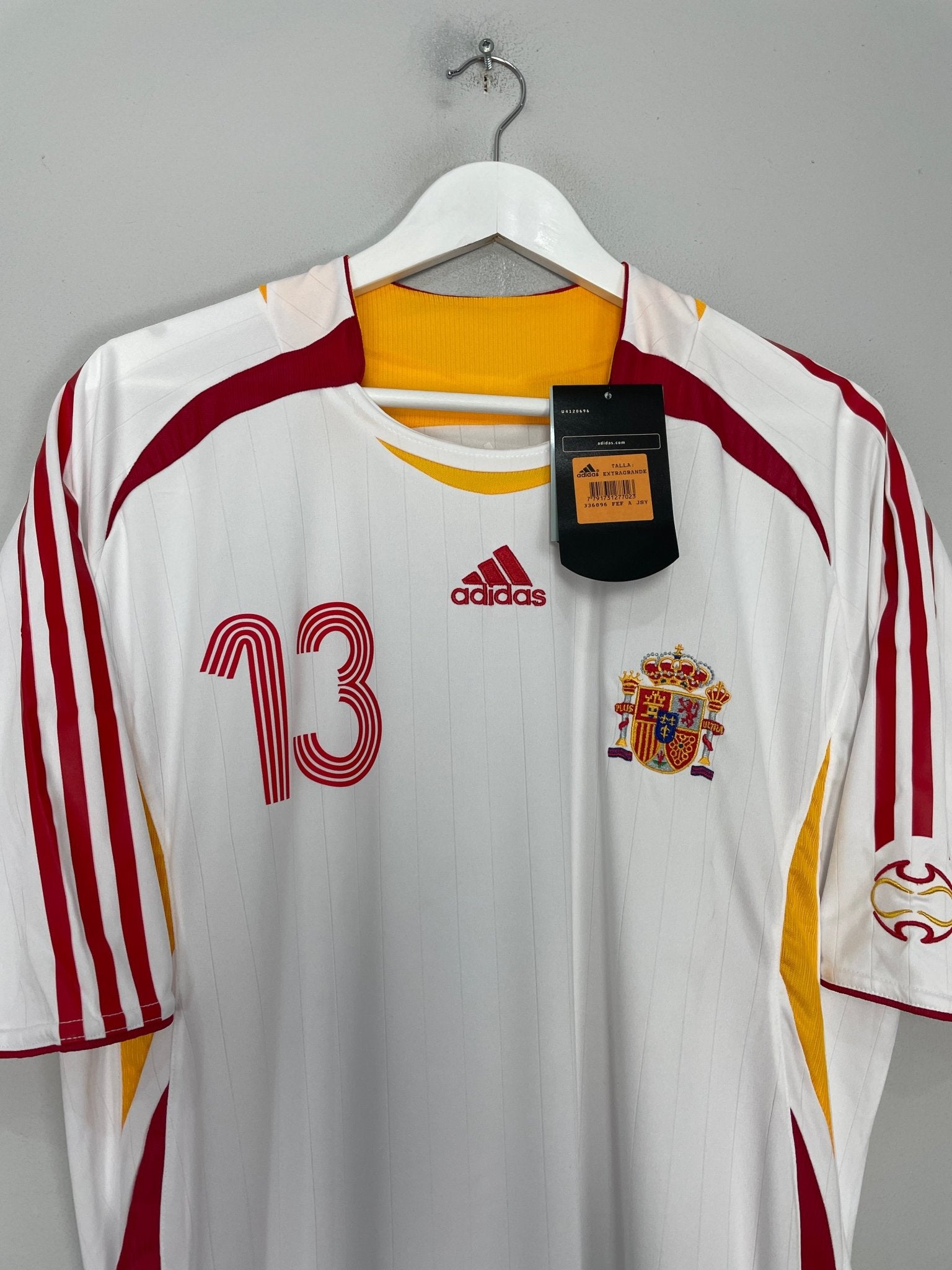 Shop 2006/08 SPAIN A.INIESTA #13 *BNWT* AWAY SHIRT (XL) ADIDAS, classic football shirts, vintage football shirts & retro soccer jerseys at Cult Kits