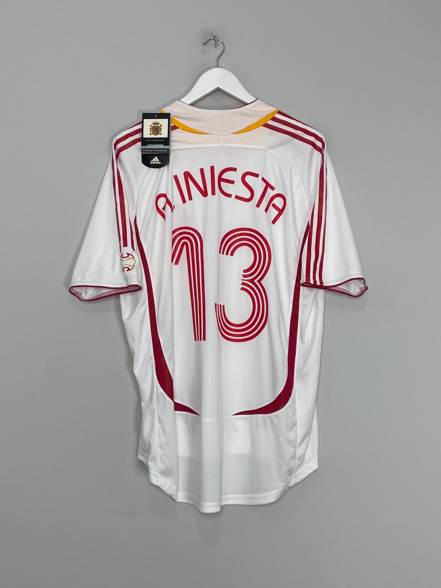Shop 2006/08 SPAIN A.INIESTA #13 *BNWT* AWAY SHIRT (XL) ADIDAS, classic football shirts, vintage football shirts & retro soccer jerseys at Cult Kits