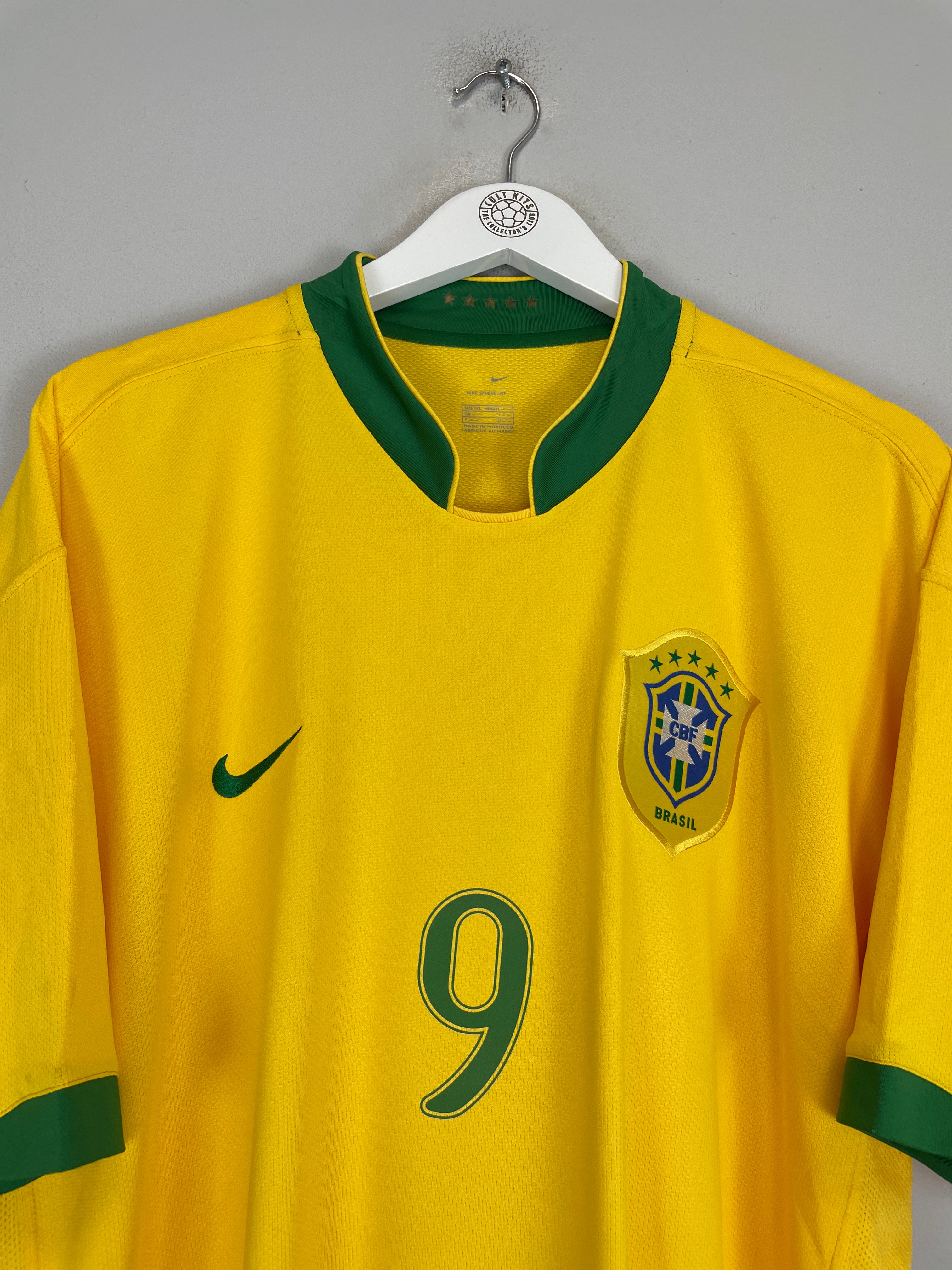 2006/07 BRAZIL RONALDO #9 *BNWT* HOME SHIRT (XXXL) NIKE BADGE CREST EMBLEM LOGO COLLAR SLEEVES