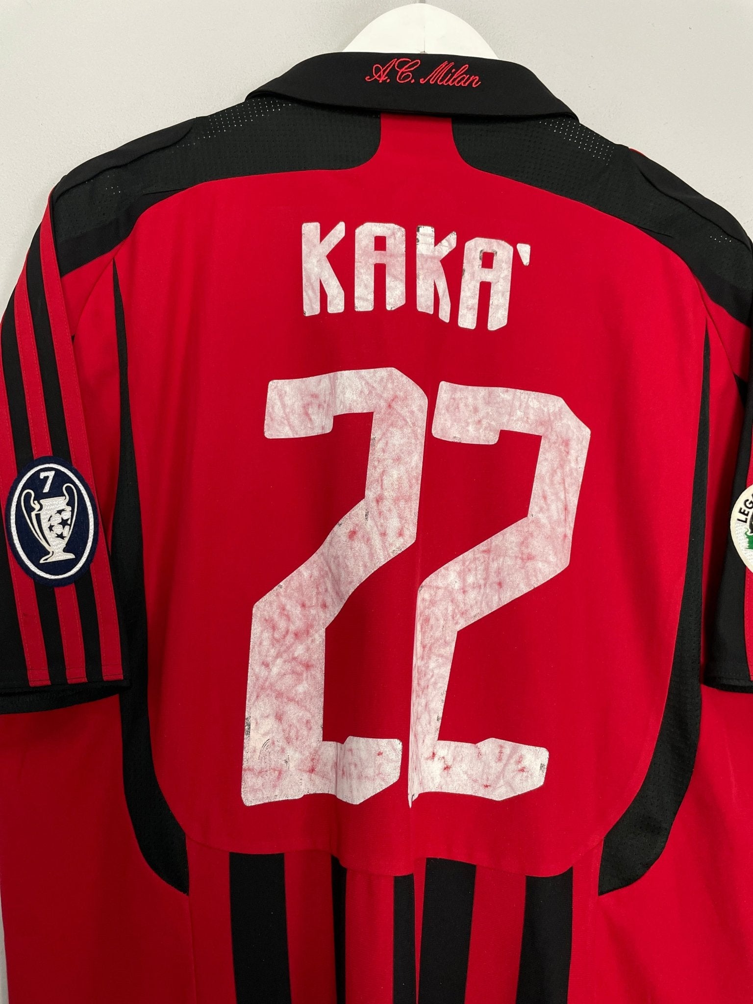 Shop 2007/08 AC MILAN KAKA #22 C/L HOME SHIRT (L) ADIDAS, classic football shirts, vintage football shirts & retro soccer jerseys at Cult Kits