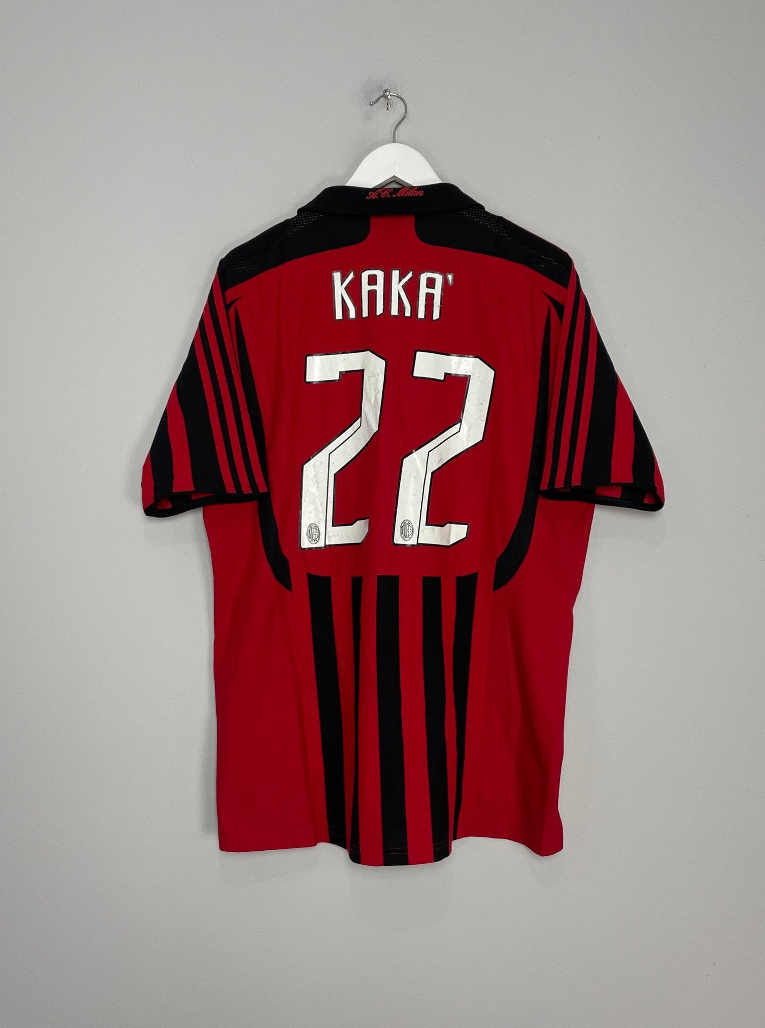 Shop 2007/08 AC MILAN KAKA #22 HOME SHIRT (L) ADIDAS, classic football shirts, vintage football shirts & retro soccer jerseys at Cult Kits