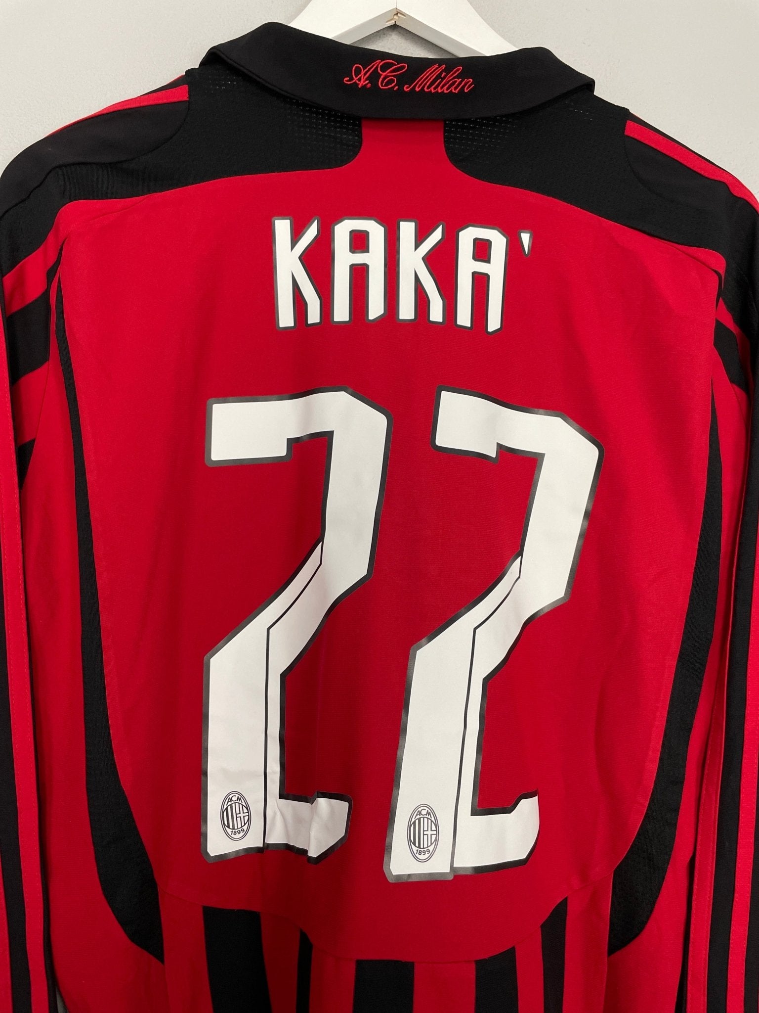 Shop 2007/08 AC MILAN KAKA #22 L/S HOME SHIRT (M) ADIDAS, classic football shirts, vintage football shirts & retro soccer jerseys at Cult Kits
