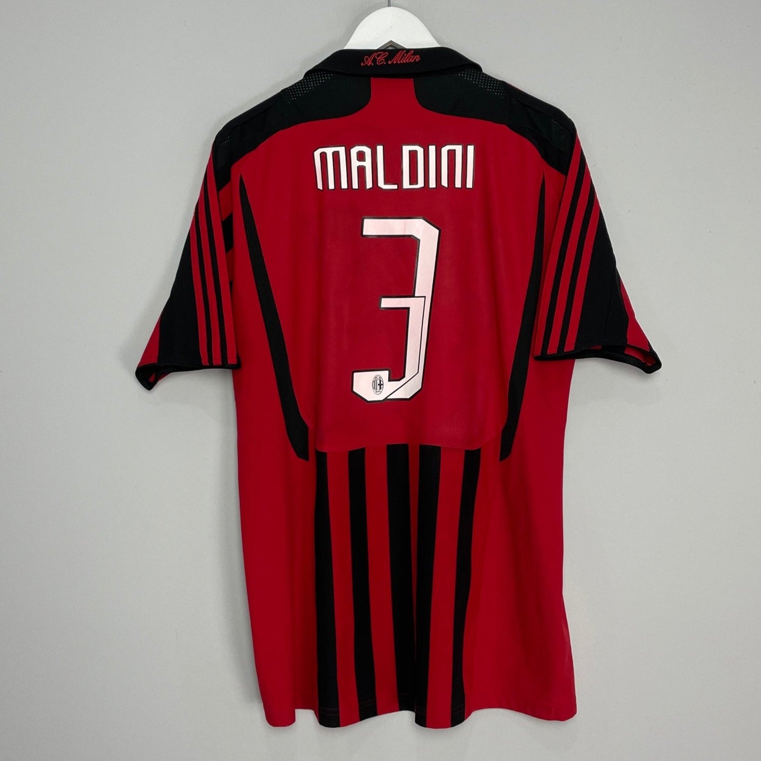 Shop 2007/08 AC MILAN MALDINI #3 HOME SHIRT (L) ADIDAS, classic football shirts, vintage football shirts & retro soccer jerseys at Cult Kits