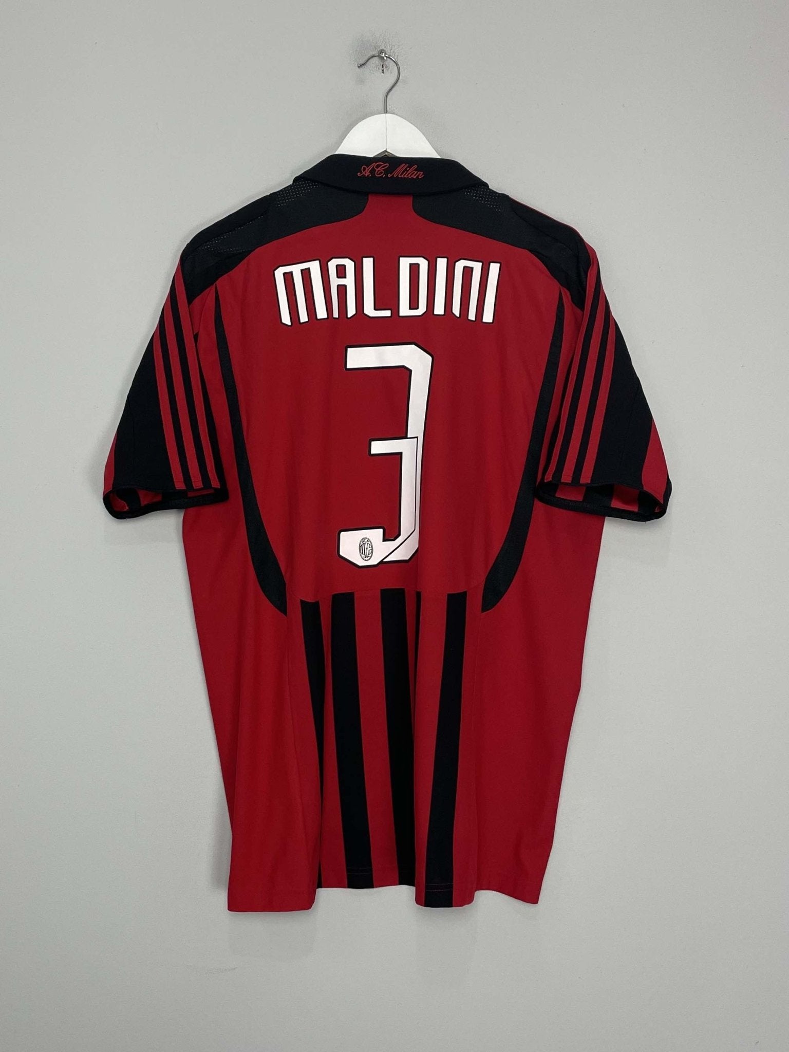 Shop 2007/08 AC MILAN MALDINI #3 HOME SHIRT (L) ADIDAS, classic football shirts, vintage football shirts & retro soccer jerseys at Cult Kits
