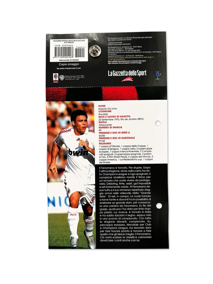 2007/08 AC MILAN RONALDO PIN BADGE - Cult Kits
