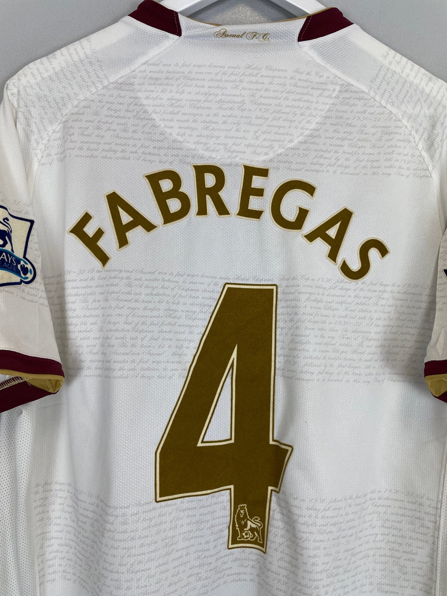 Shop 2007/08 ARSENAL FABREGAS #4 AWAY SHIRT (L) NIKE, classic football shirts, vintage football shirts & retro soccer jerseys at Cult Kits