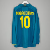 Shop 2007/08 BARCELONA RONALDINHO #10 L/S AWAY SHIRT (XL) NIKE, classic football shirts, vintage football shirts & retro soccer jerseys at Cult Kits