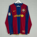 Shop 2007/08 BARCELONA RONALDINHO #10 L/S HOME SHIRT (M) NIKE, classic football shirts, vintage football shirts & retro soccer jerseys at Cult Kits