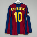 Shop 2007/08 BARCELONA RONALDINHO #10 L/S HOME SHIRT (M) NIKE, classic football shirts, vintage football shirts & retro soccer jerseys at Cult Kits