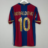 Shop 2007/08 BARCELONA RONALDINHO #80 HOME SHIRT (M) NIKE, classic football shirts, vintage football shirts & retro soccer jerseys at Cult Kits