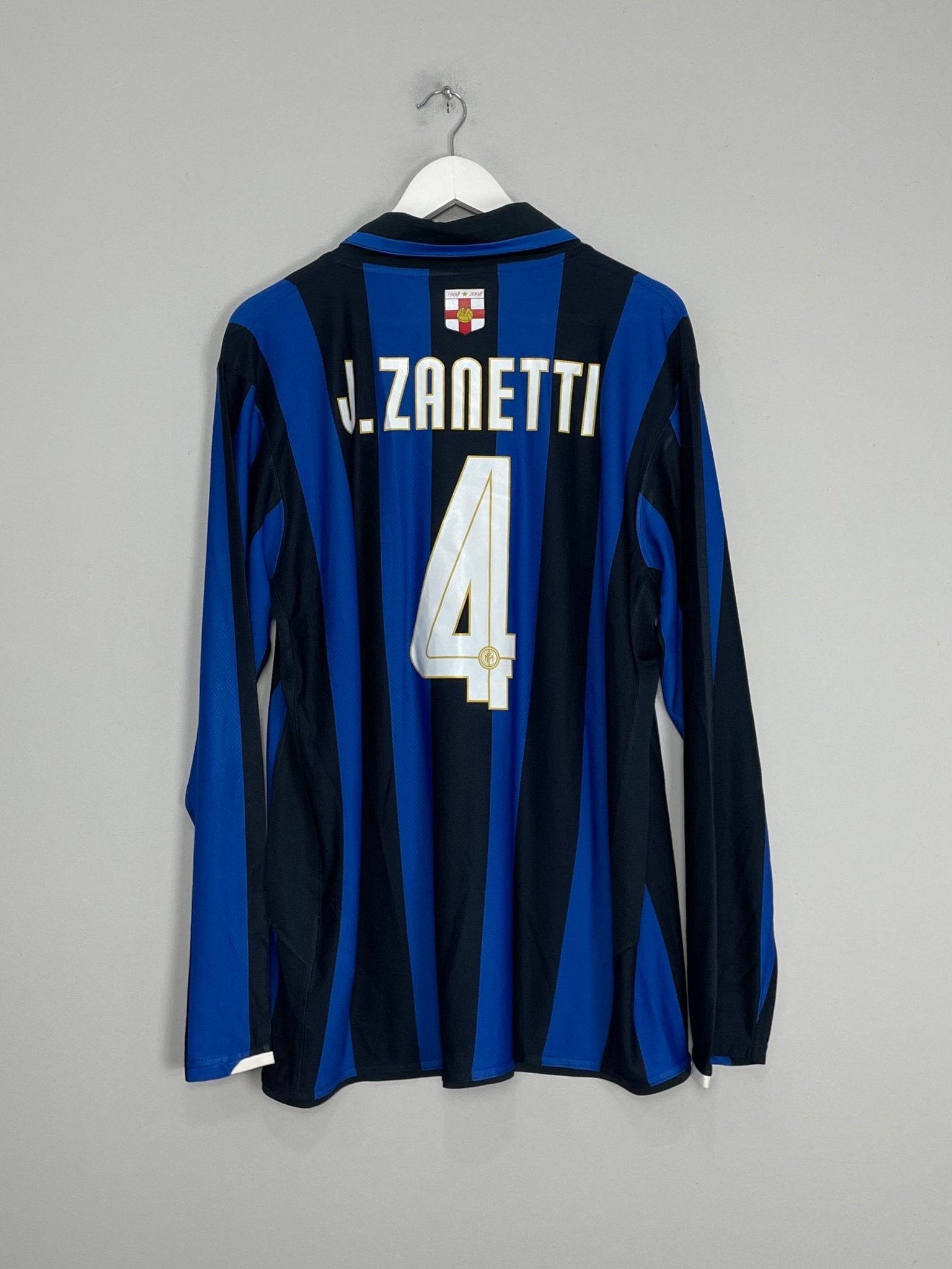 Shop 2007/08 INTER MILAN J.ZANETTI #4 L/S *CENTENARY* HOME SHIRT (L) NIKE, classic football shirts, vintage football shirts & retro soccer jerseys at Cult Kits