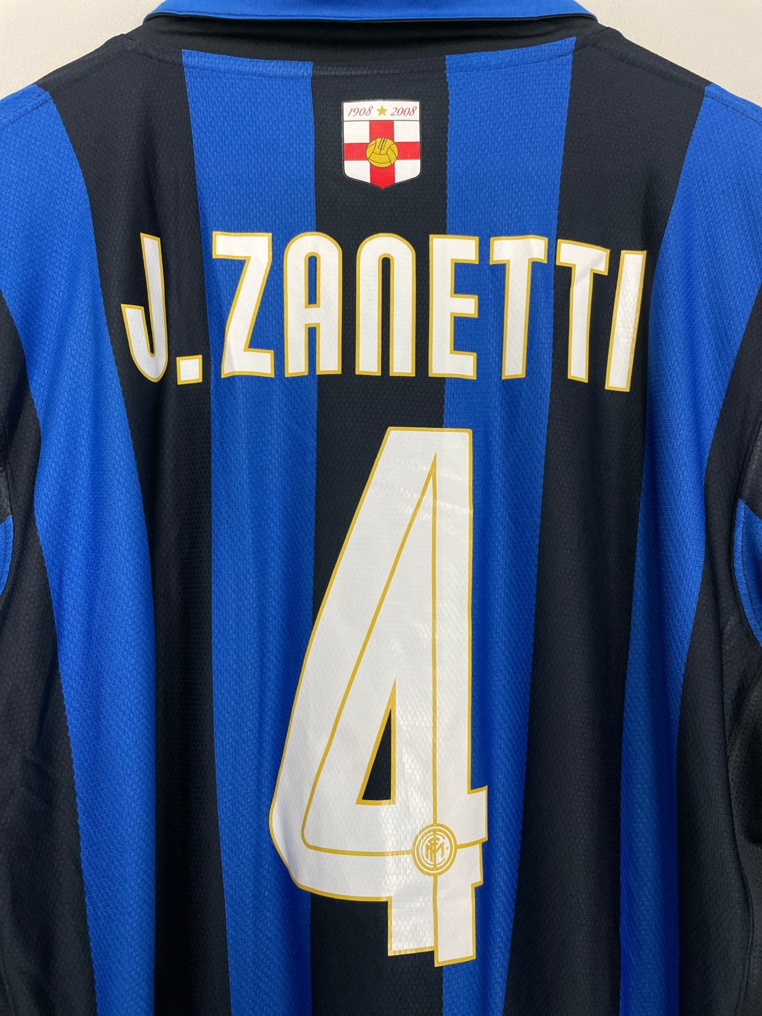 Shop 2007/08 INTER MILAN J.ZANETTI #4 L/S *CENTENARY* HOME SHIRT (L) NIKE, classic football shirts, vintage football shirts & retro soccer jerseys at Cult Kits