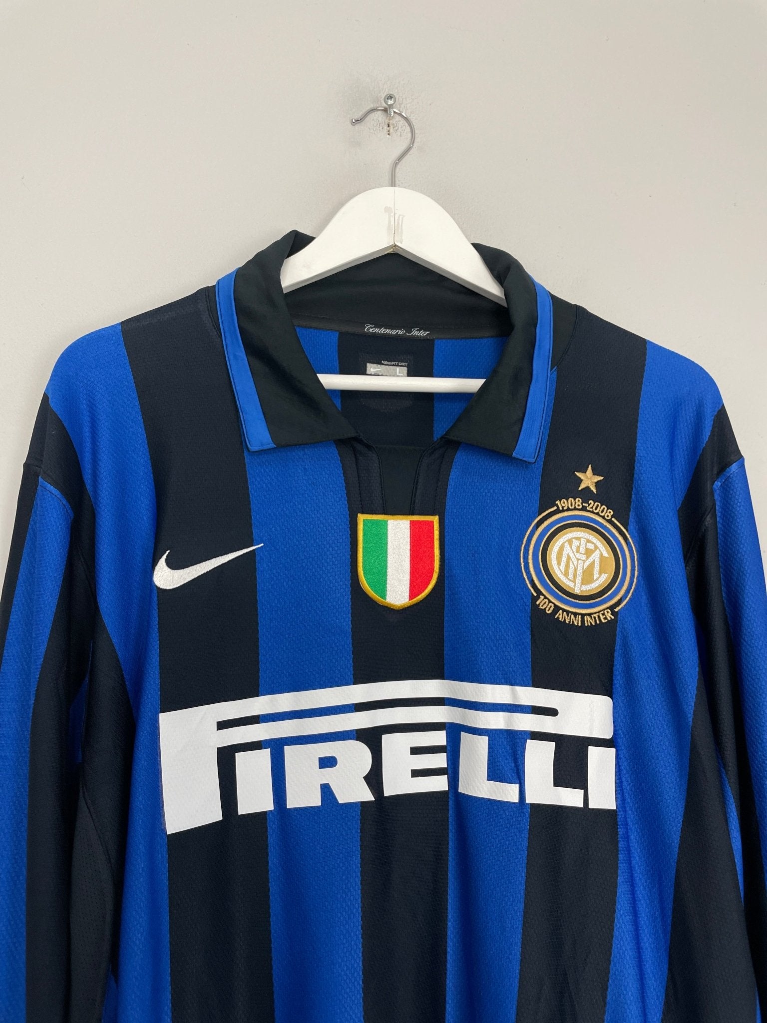 Shop 2007/08 INTER MILAN J.ZANETTI #4 L/S *CENTENARY* HOME SHIRT (L) NIKE, classic football shirts, vintage football shirts & retro soccer jerseys at Cult Kits