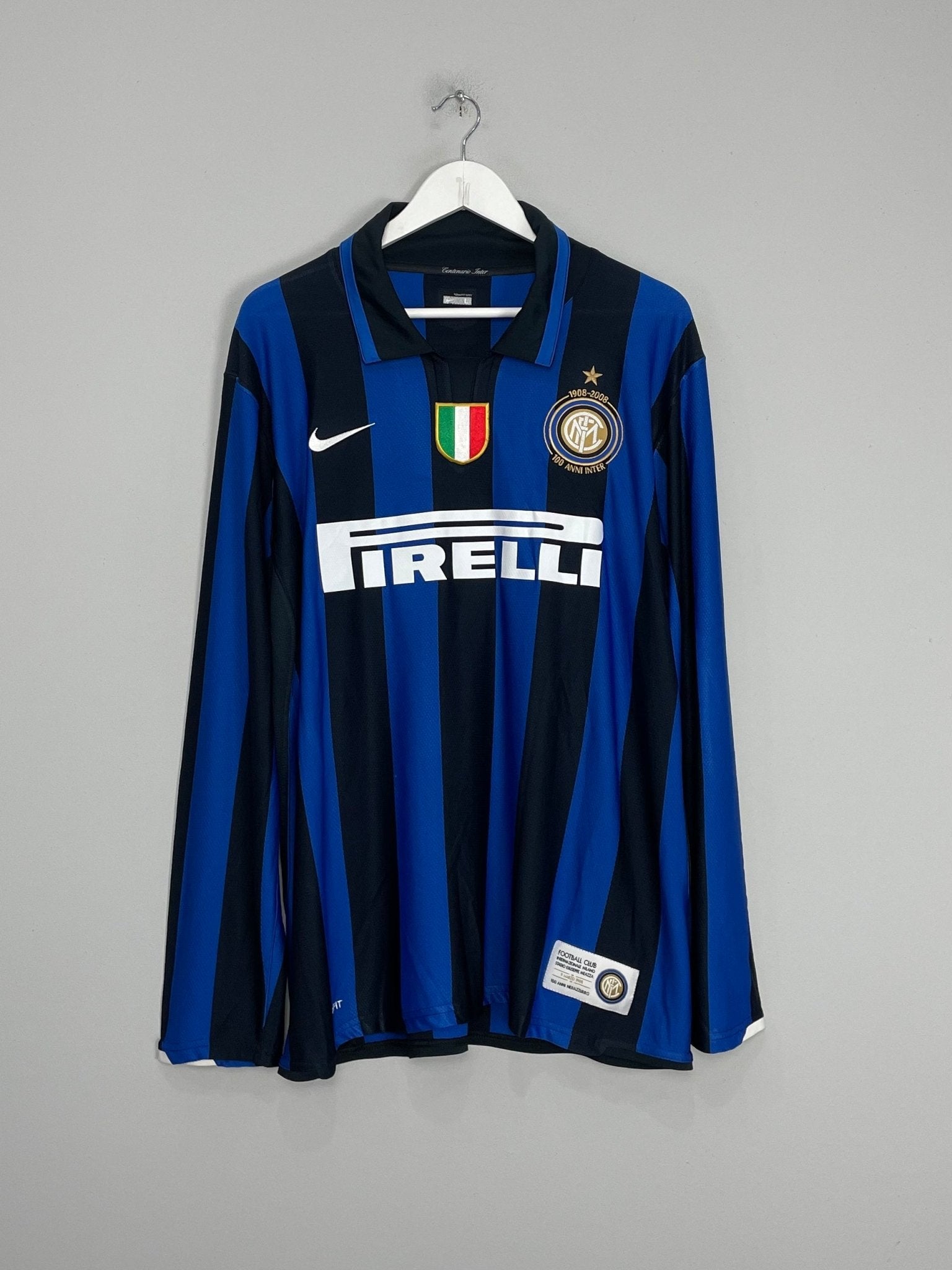 Shop 2007/08 INTER MILAN J.ZANETTI #4 L/S *CENTENARY* HOME SHIRT (L) NIKE, classic football shirts, vintage football shirts & retro soccer jerseys at Cult Kits