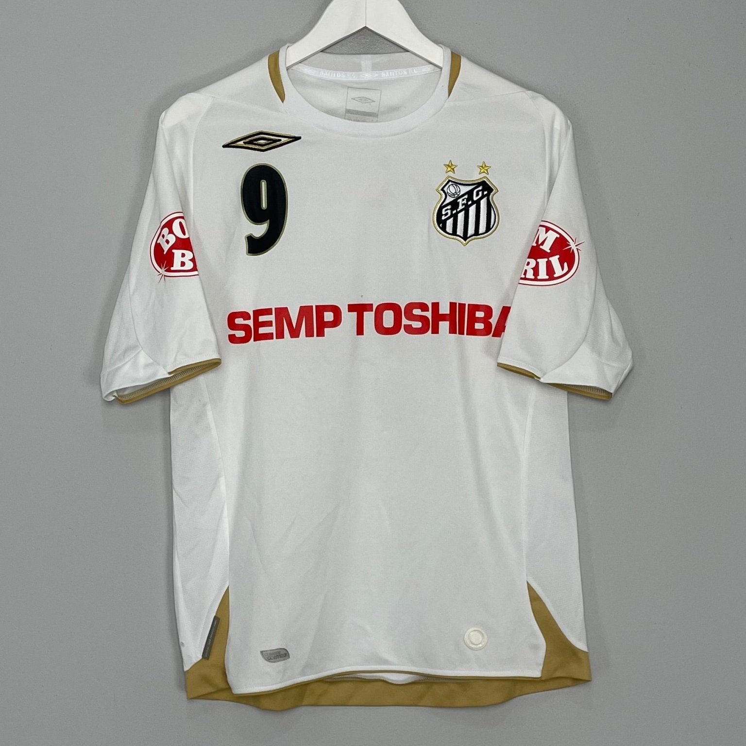 Shop 2007/08 SANTOS #9 HOME SHIRT (S) UMBRO, classic football shirts, vintage football shirts & retro soccer jerseys at Cult Kits