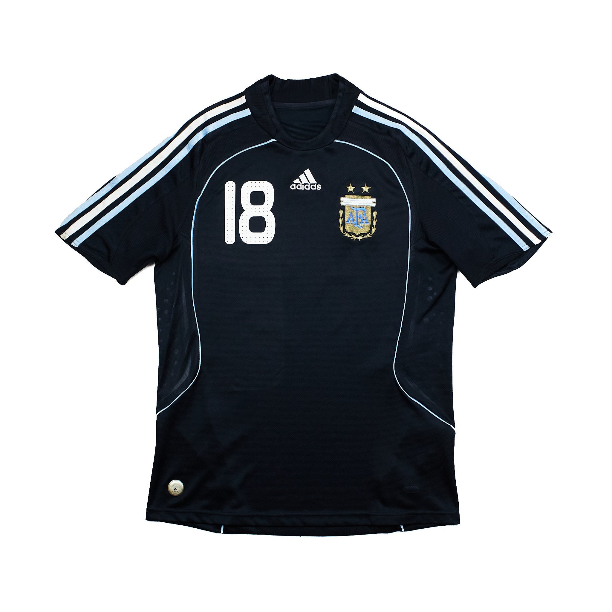 Buy 2007/09 Argentina Messi 18 Away Shirt (S) Adidas ~ Free worldwide shipping ~ Authentic Vintage Football Shirts from Cult Kits