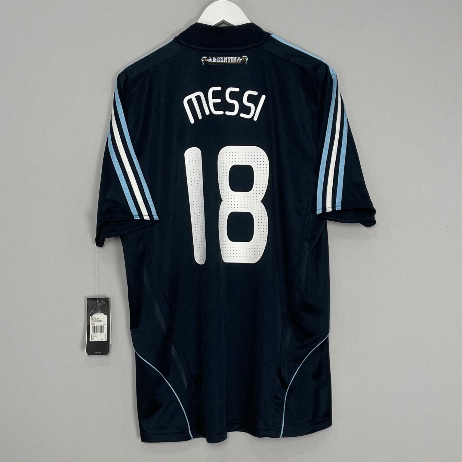 Shop 2007/09 ARGENTINA MESSI #18 *BNWT* AWAY SHIRT (L) ADIDAS, classic football shirts, vintage football shirts & retro soccer jerseys at Cult Kits