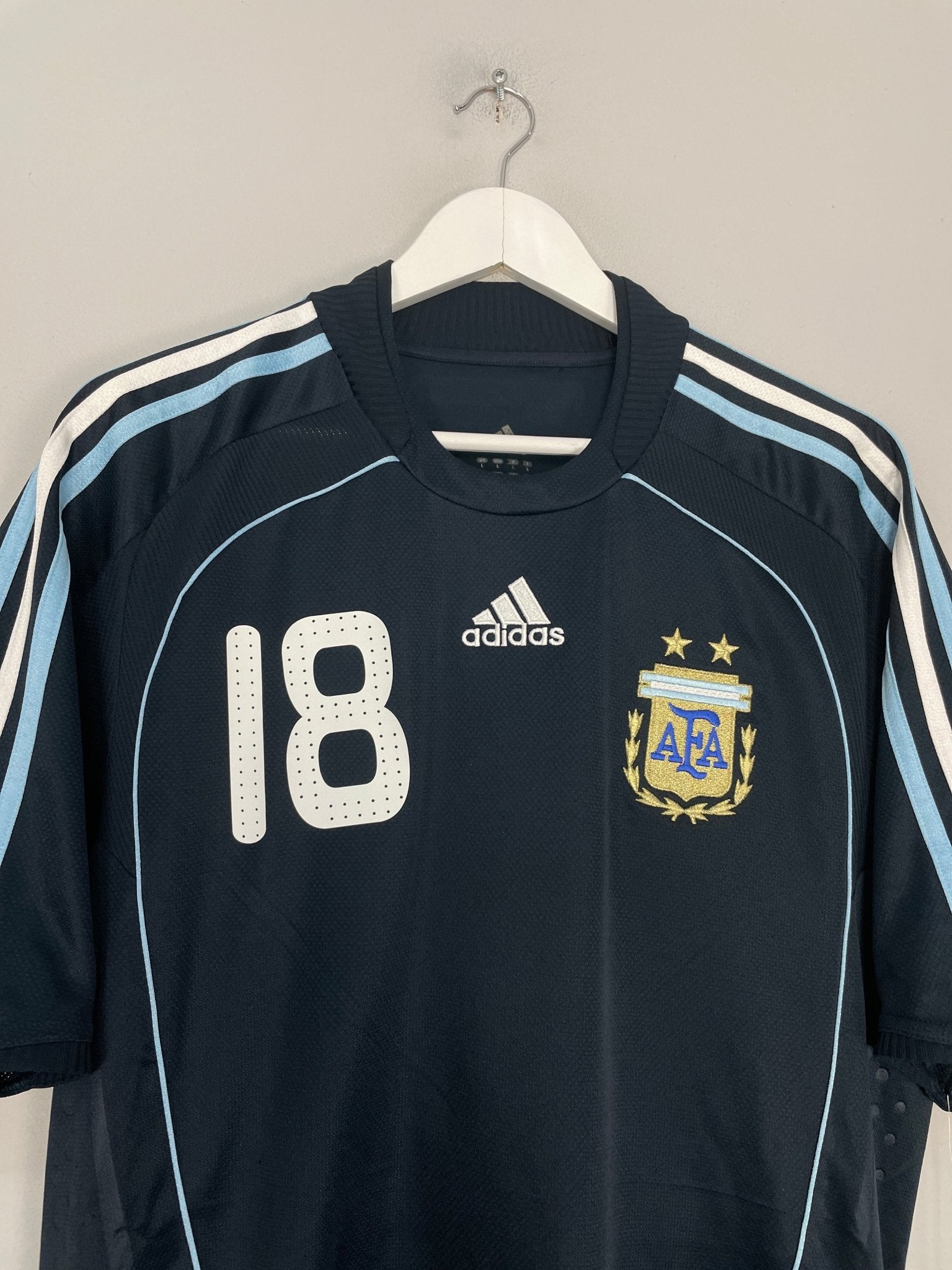 Shop 2007/09 ARGENTINA MESSI #18 *BNWT* AWAY SHIRT (L) ADIDAS, classic football shirts, vintage football shirts & retro soccer jerseys at Cult Kits