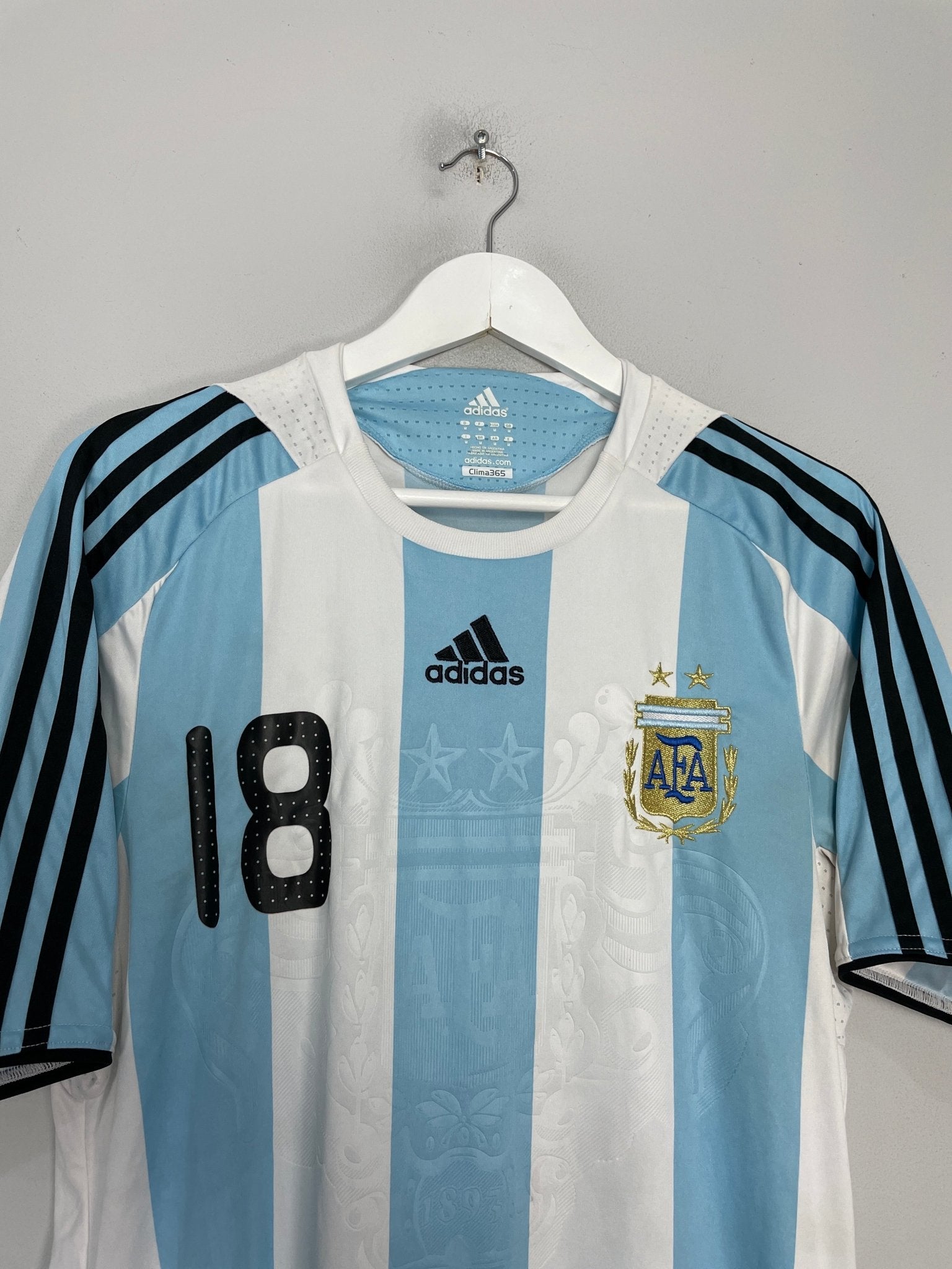 Shop 2007/09 ARGENTINA MESSI #18 HOME SHIRT (M) ADIDAS, classic football shirts, vintage football shirts & retro soccer jerseys at Cult Kits