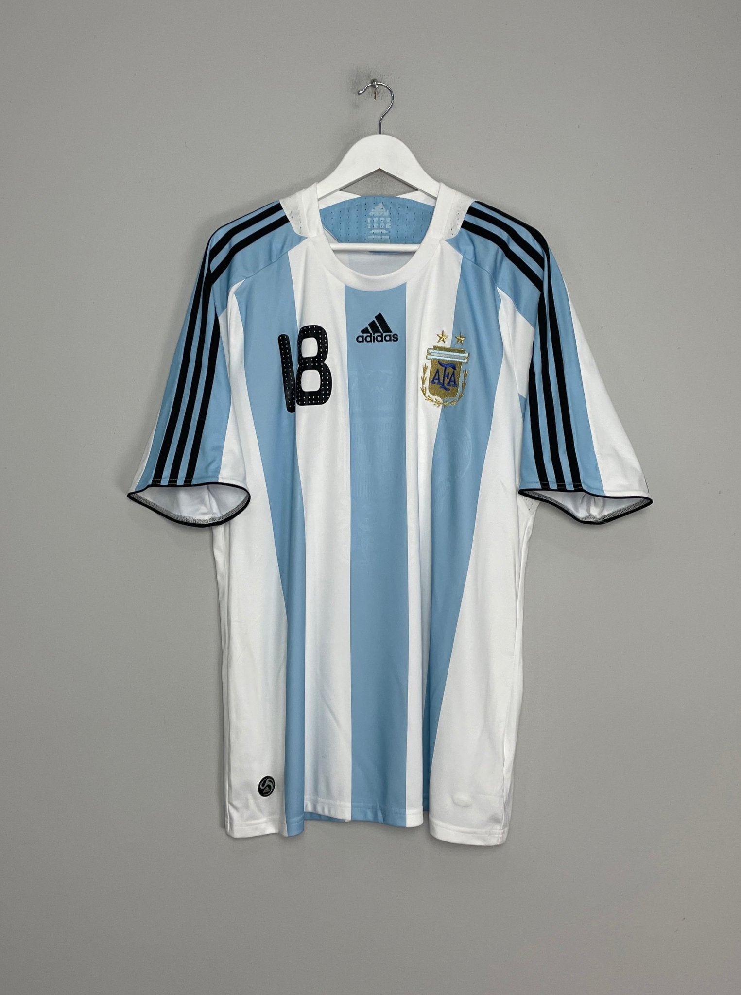 Shop 2007/09 ARGENTINA MESSI #18 HOME SHIRT (XL) ADIDAS, classic football shirts, vintage football shirts & retro soccer jerseys at Cult Kits
