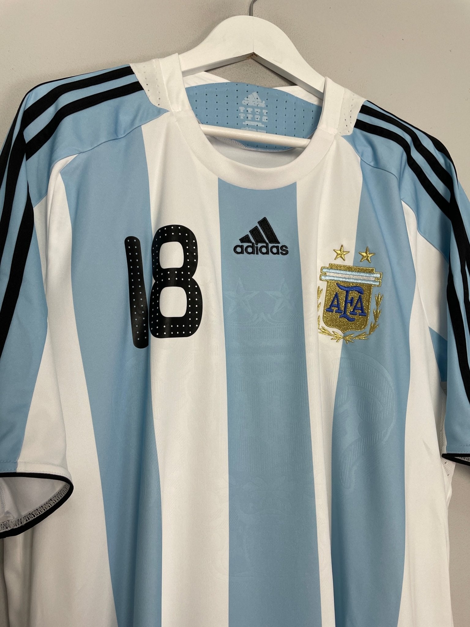 Shop 2007/09 ARGENTINA MESSI #18 HOME SHIRT (XL) ADIDAS, classic football shirts, vintage football shirts & retro soccer jerseys at Cult Kits