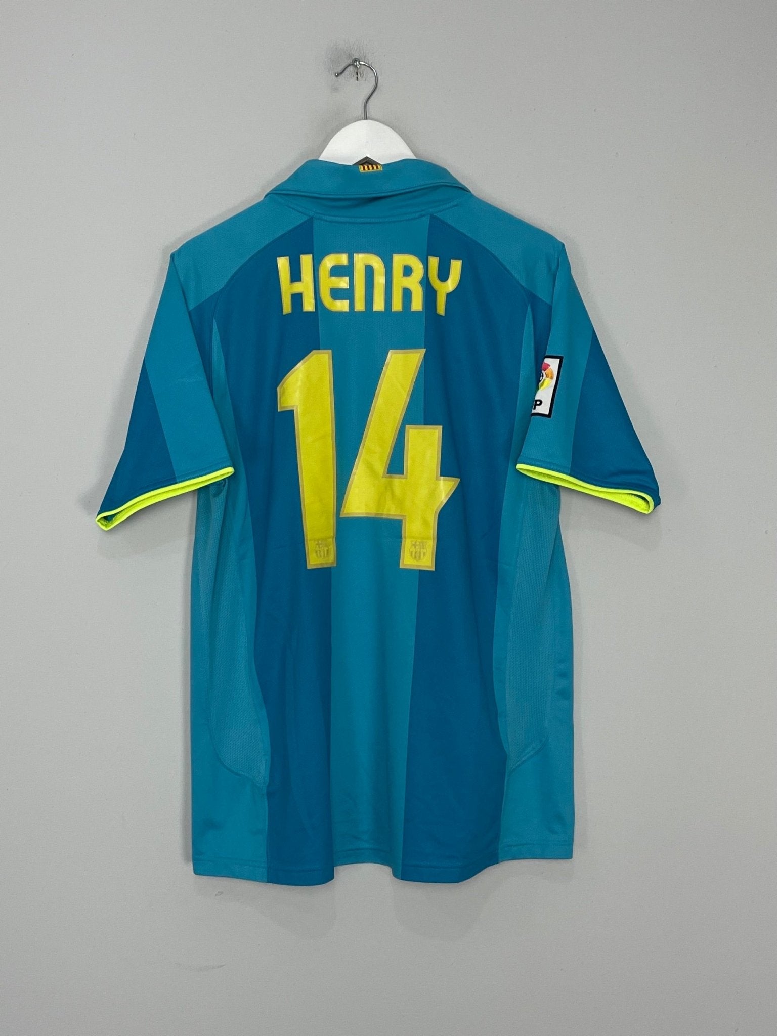 Shop 2007/09 BARCELONA HENRY #14 AWAY SHIRT (M) NIKE, classic football shirts, vintage football shirts & retro soccer jerseys at Cult Kits