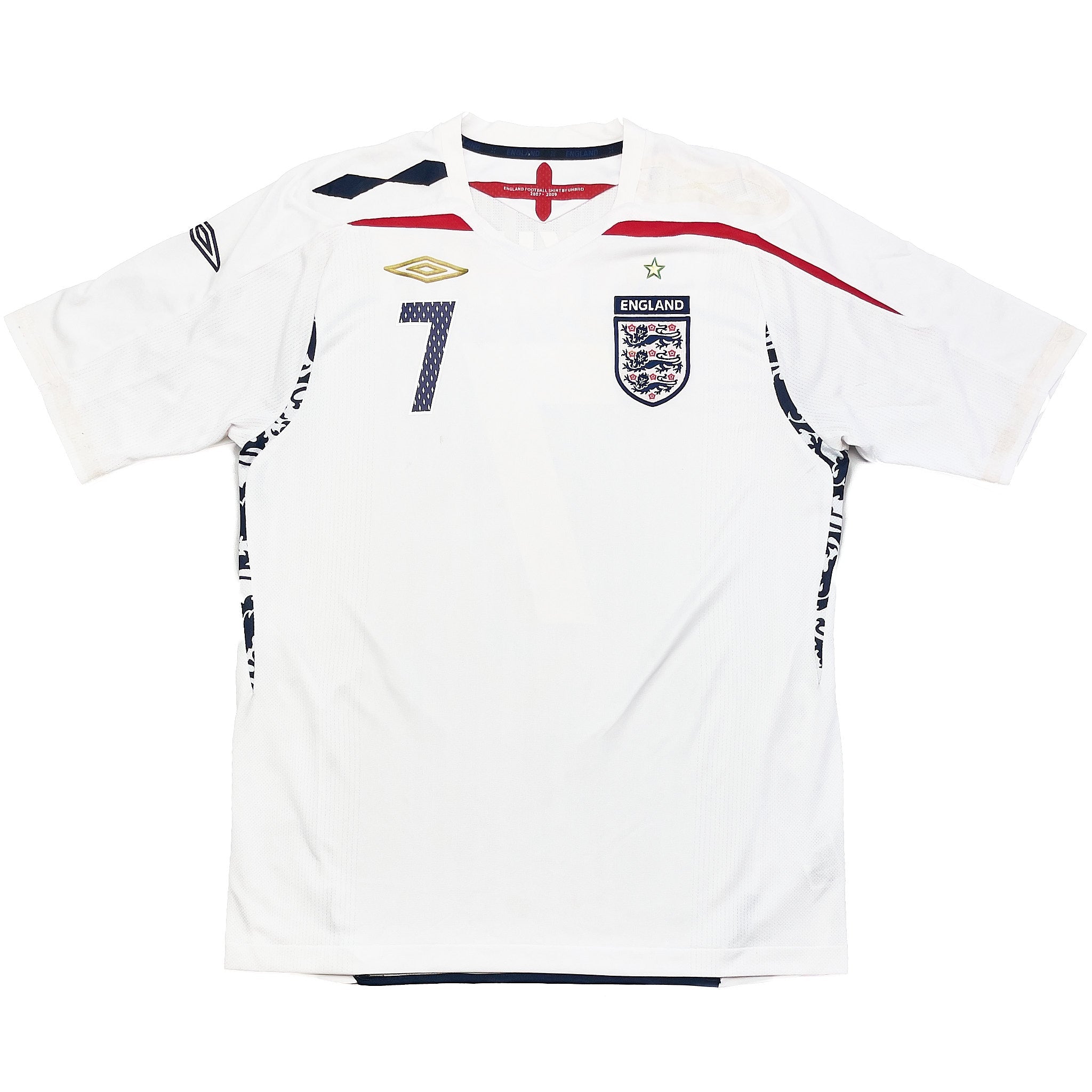 Buy 2007/09 England Beckham 7 Home Shirt (L) Umbro ~ Free worldwide shipping ~ Authentic Vintage Football Shirts from Cult Kits