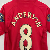 Shop 2007/09 MANCHESTER UNITED ANDERSON #8 HOME SHIRT (M) NIKE, classic football shirts, vintage football shirts & retro soccer jerseys at Cult Kits