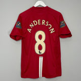 Shop 2007/09 MANCHESTER UNITED ANDERSON #8 HOME SHIRT (M) NIKE, classic football shirts, vintage football shirts & retro soccer jerseys at Cult Kits