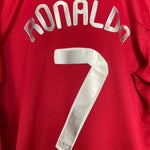 Shop 2007/09 MANCHESTER UNITED RONALDO #7 L/S C/L HOME SHIRT (L) NIKE, classic football shirts, vintage football shirts & retro soccer jerseys at Cult Kits