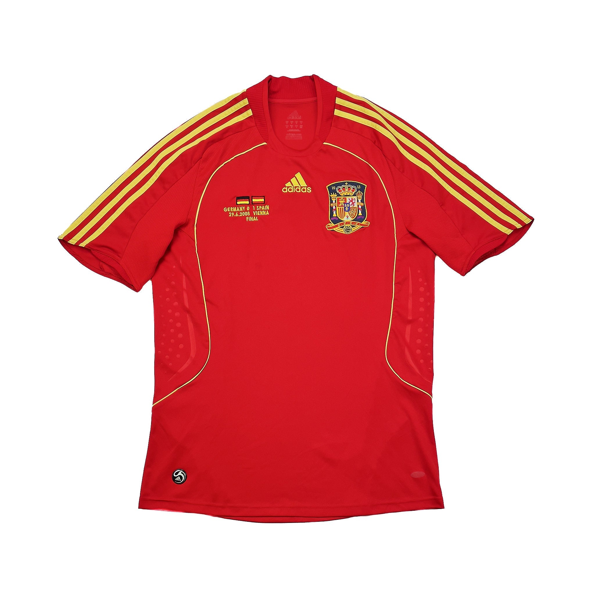 Buy 2007/09 SPAIN *EURO 2008 CHAMPIONS* HOME SHIRT (M) ADIDAS ~ Free worldwide shipping available ~ Authentic Vintage Football Shirts from Cult Kits