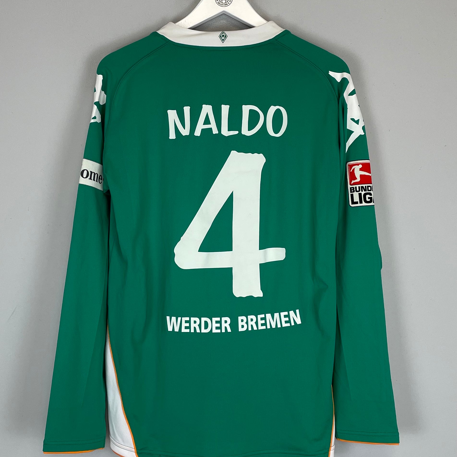 Shop 2007/08 WERDER BREMEN NALDO #4 L/S *MATCH ISSUE* HOME SHIRT (XL) KAPPA, classic football shirts, vintage football shirts & retro soccer jerseys at Cult Kits