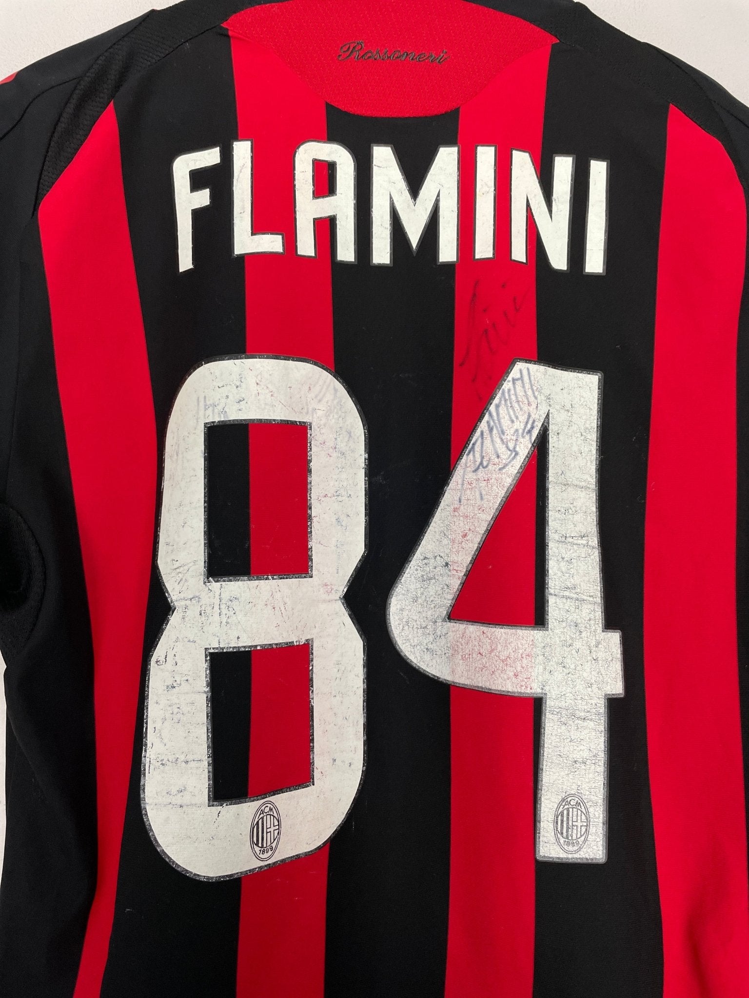 Shop 2008/09 AC MILAN FLAMINI #84 *MATCH ISSUED + SIGNED* HOME SHIRT (S) ADIDAS, classic football shirts, vintage football shirts & retro soccer jerseys at Cult Kits