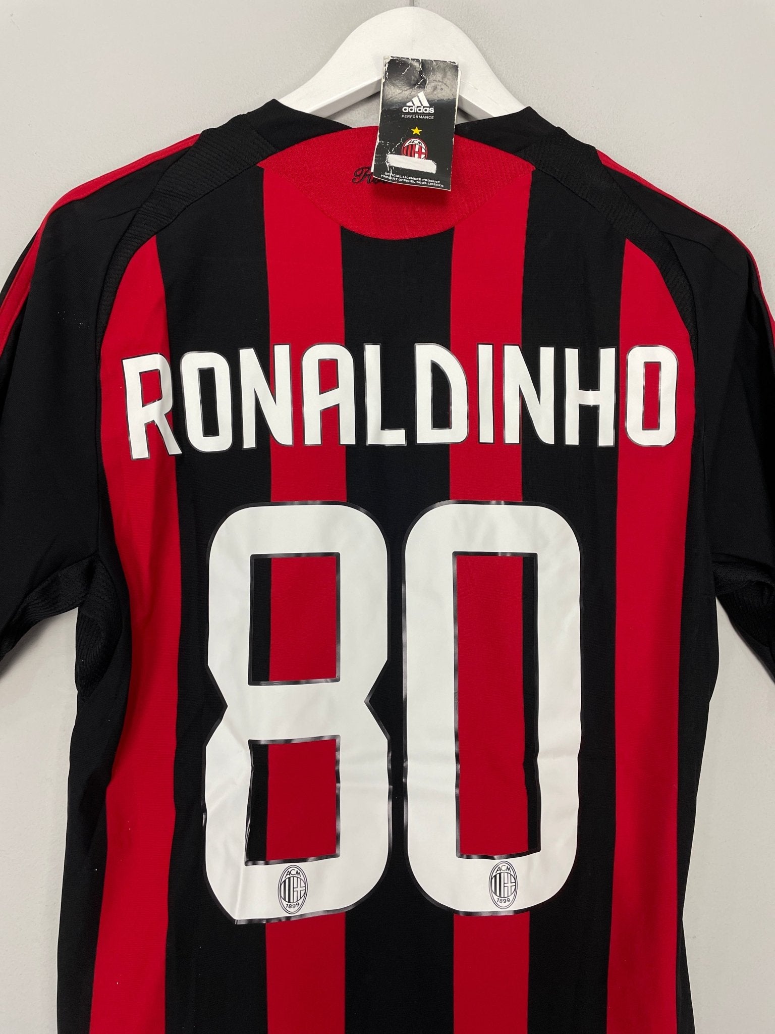 Shop 2008/09 AC MILAN RONALDINHO #80 *BNWT* HOME SHIRT (M) ADIDAS, classic football shirts, vintage football shirts & retro soccer jerseys at Cult Kits