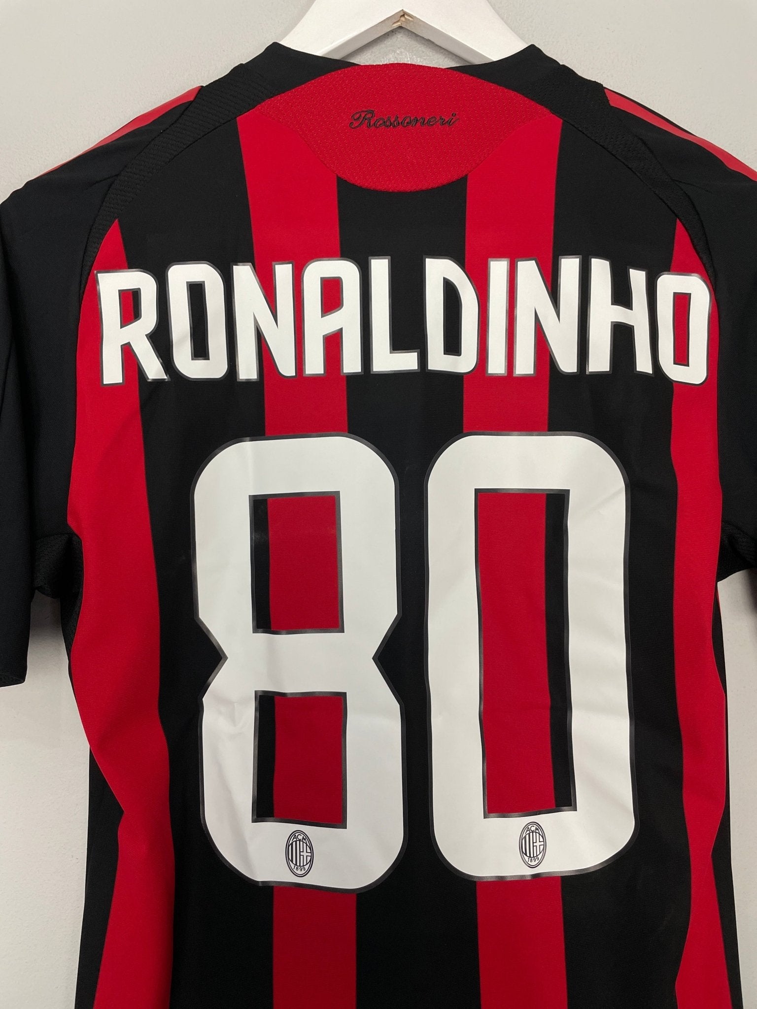 Shop 2008/09 AC MILAN RONALDINHO #80 *PLAYER ISSUE* HOME SHIRT (S) ADIDAS, classic football shirts, vintage football shirts & retro soccer jerseys at Cult Kits