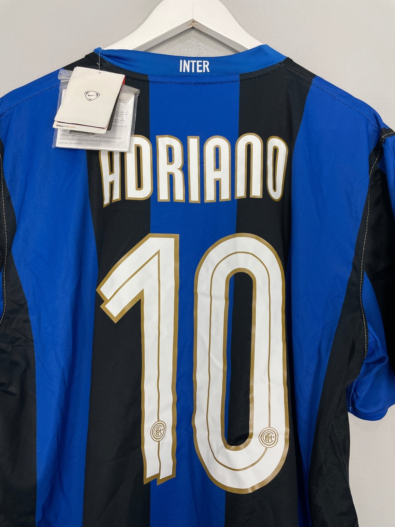 Shop 2008/09 INTER MILAN ADRIANO #10 *BNWT* HOME SHIRT (XL) NIKE, classic football shirts, vintage football shirts & retro soccer jerseys at Cult Kits
