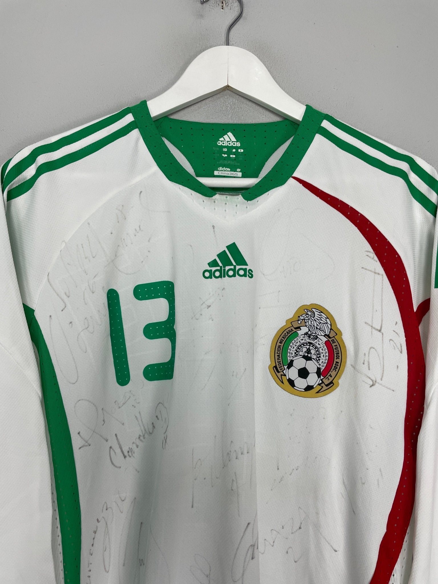 Shop 2008/09 MEXICO #13 *SQUAD SIGNED* PLAYER ISSUE AWAY SHIRT (L) ADIDAS, classic football shirts, vintage football shirts & retro soccer jerseys at Cult Kits