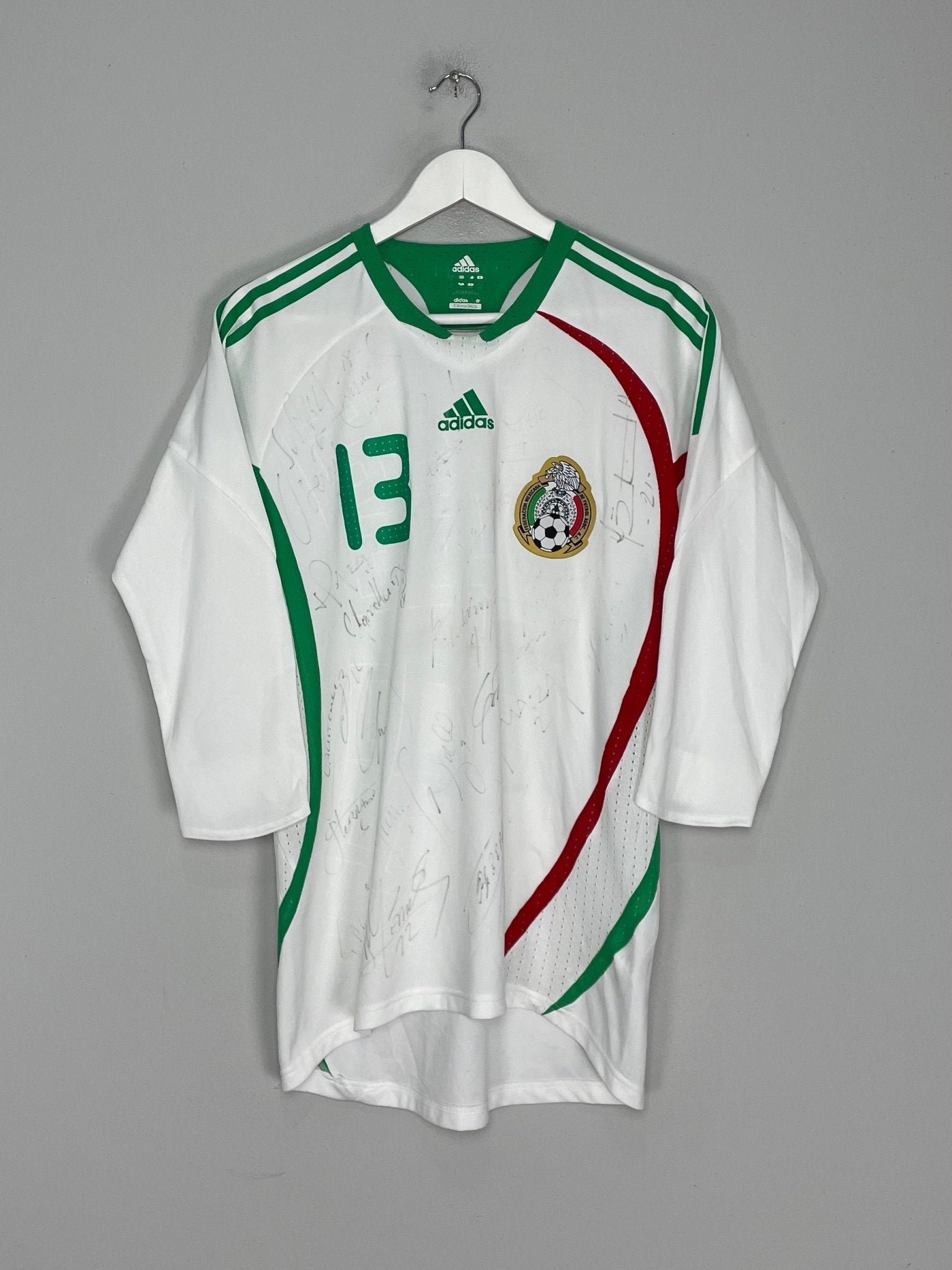 Shop 2008/09 MEXICO #13 *SQUAD SIGNED* PLAYER ISSUE AWAY SHIRT (L) ADIDAS, classic football shirts, vintage football shirts & retro soccer jerseys at Cult Kits