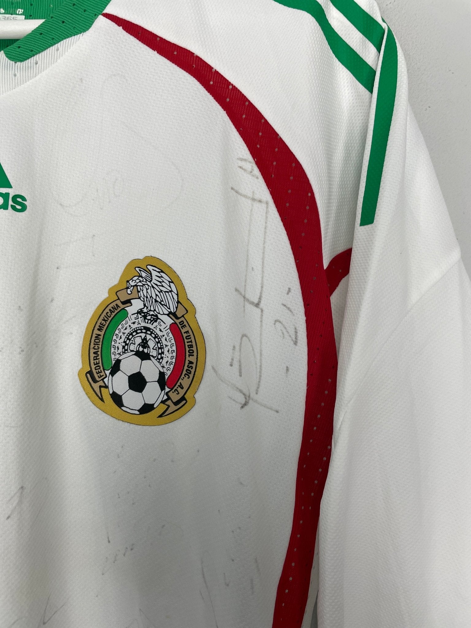 Shop 2008/09 MEXICO #13 *SQUAD SIGNED* PLAYER ISSUE AWAY SHIRT (L) ADIDAS, classic football shirts, vintage football shirts & retro soccer jerseys at Cult Kits