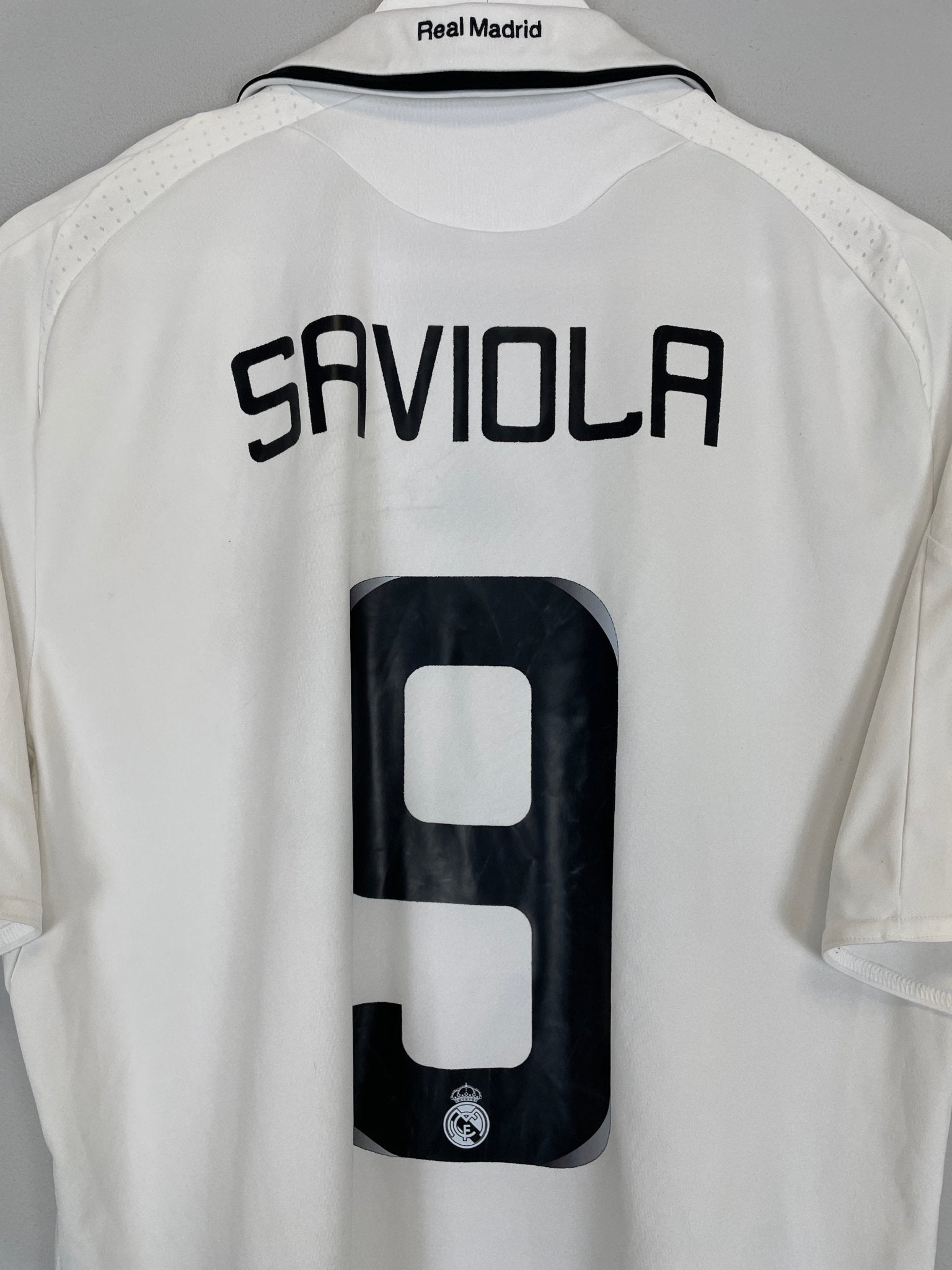 Shop 2008/09 REAL MADRID SAVIOLA #9 HOME SHIRT (L) ADIDAS, classic football shirts, vintage football shirts & retro soccer jerseys at Cult Kits
