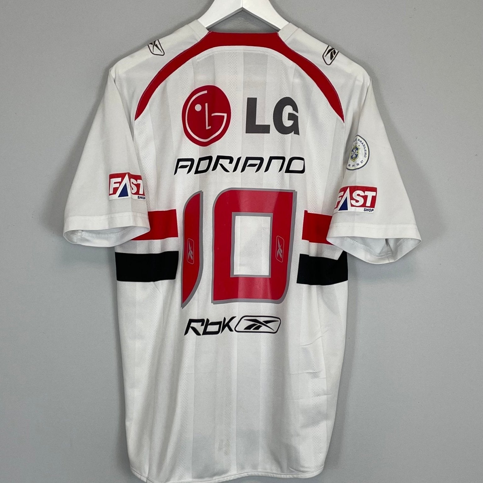 Shop 2008/09 SAO PAULO ADRIANO #10 HOME SHIRT (M) REEBOK, classic football shirts, vintage football shirts & retro soccer jerseys at Cult Kits