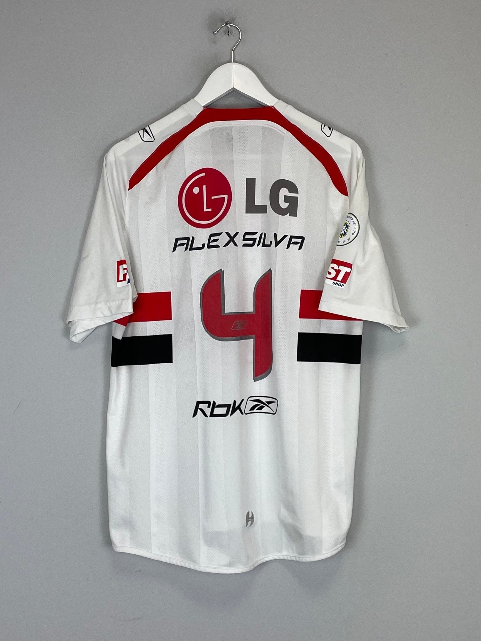 Shop 2008/09 SAO PAULO ALEX SILVA #4 HOME SHIRT (L) REEBOK, classic football shirts, vintage football shirts & retro soccer jerseys at Cult Kits