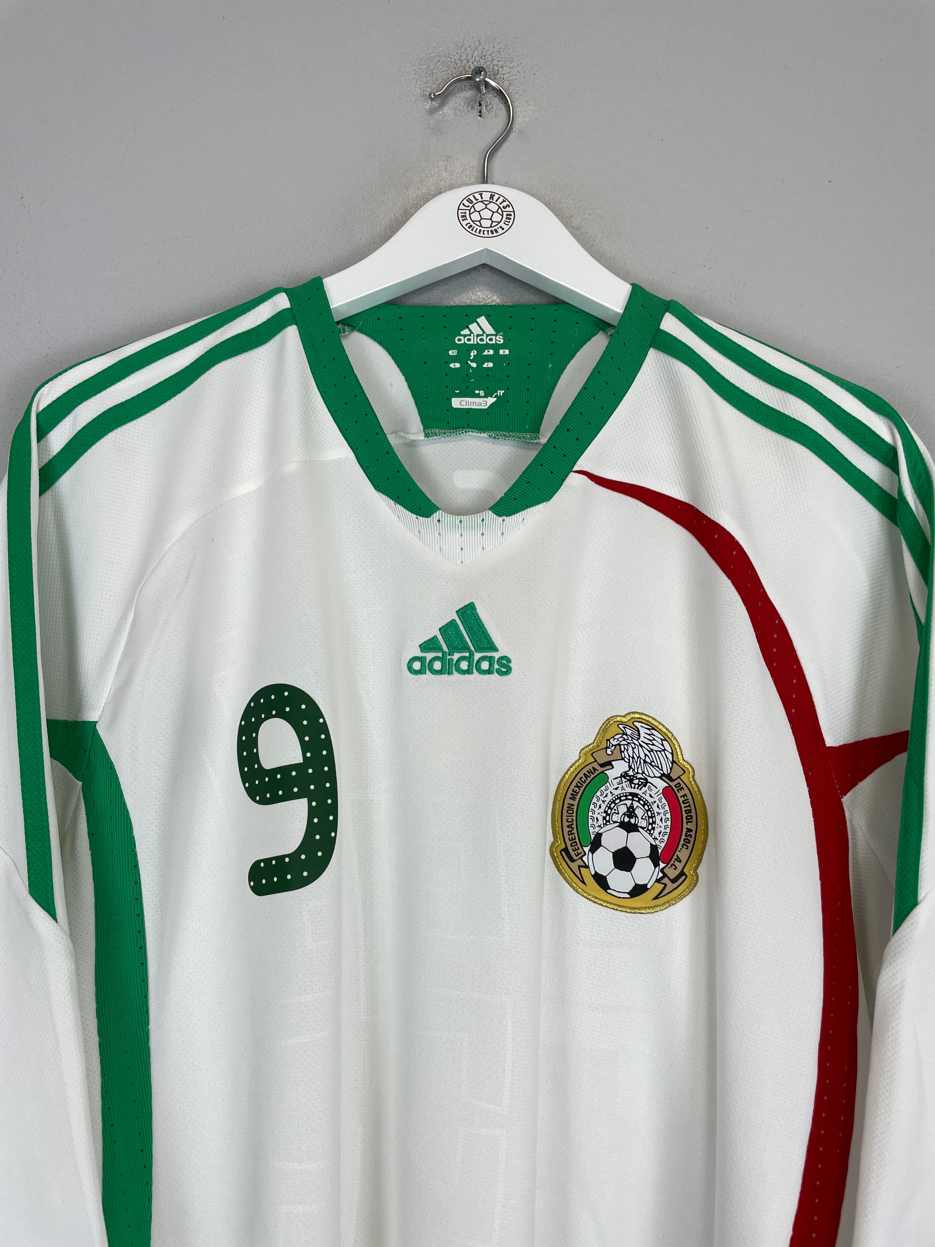 2008/09 MEXICO J.BORGETTI #9 AWAY SHIRT (L) ADIDAS BADGE LOGO COLLAR CREST 