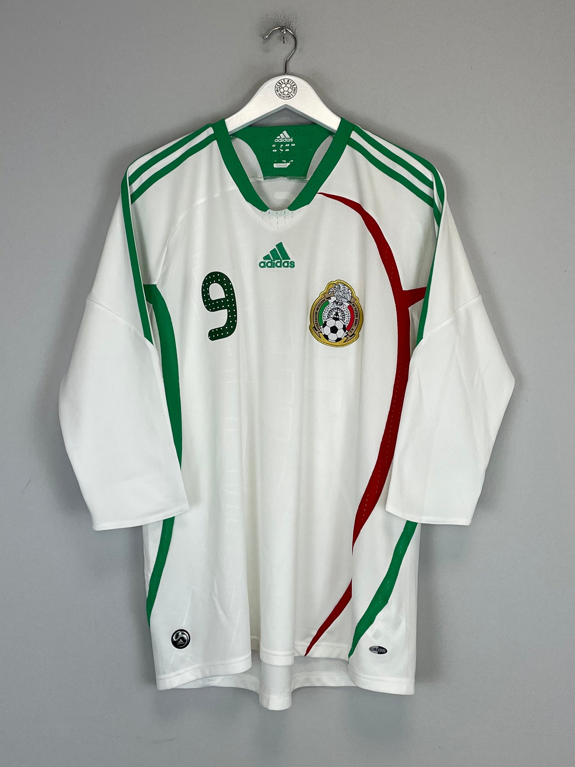 2008/09 MEXICO J.BORGETTI #9 AWAY SHIRT (L) ADIDAS SLEEVES LONG WHITE GREEN RED 