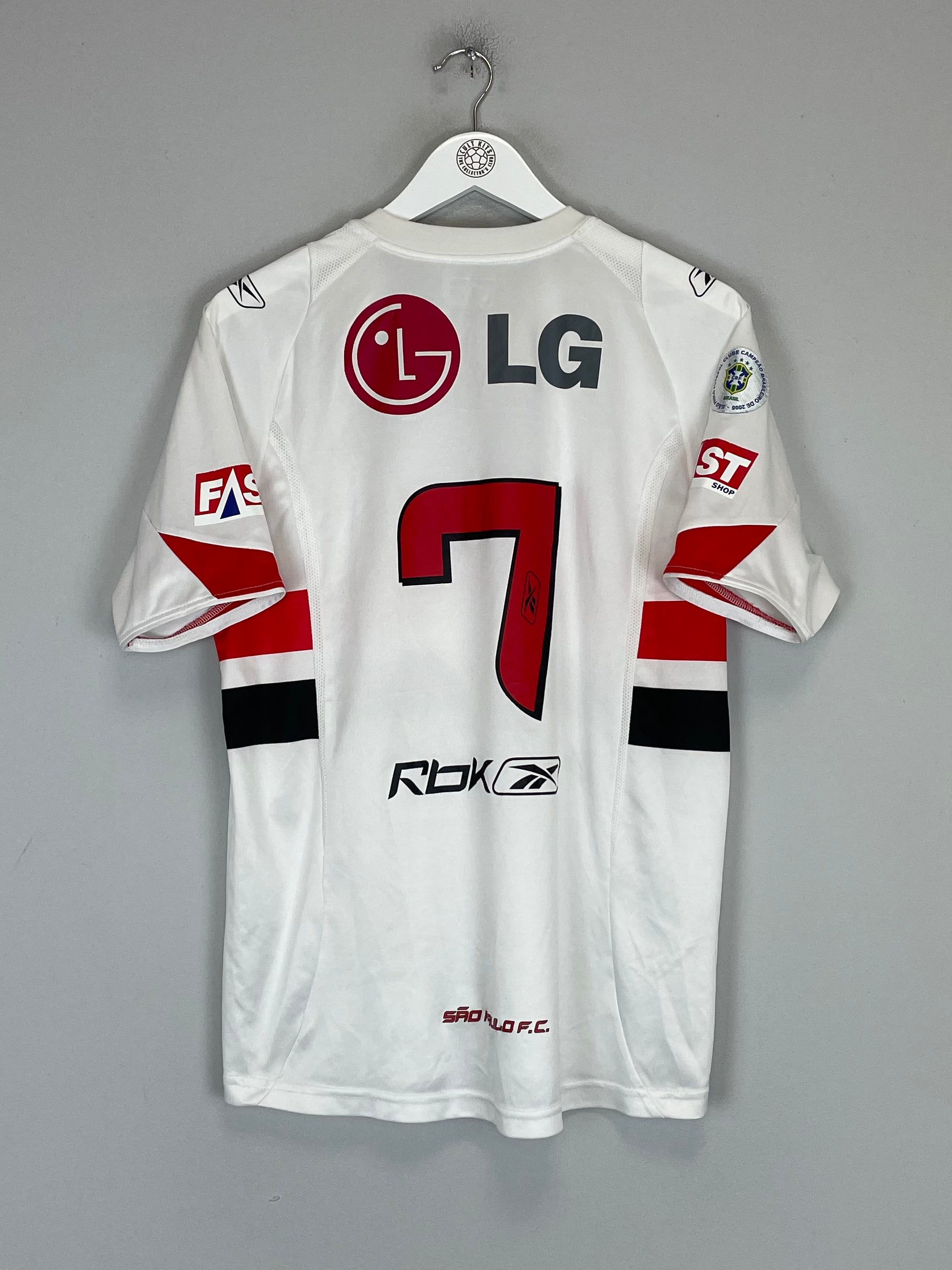 2008/09 SAO PAULO #7 HOME SHIRT (M) REEBOK LG BACK 7 RBK RED BLACK WHITE