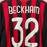 Shop 2009/10 AC MILAN BECKHAM #32 L/S C/L HOME SHIRT (M) ADIDAS, classic football shirts, vintage football shirts & retro soccer jerseys at Cult Kits