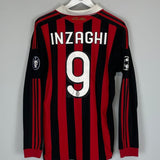 2009/10 AC MILAN INZAGHI 9 C/L L/S HOME SHIRT (M) ADIDAS - Cult Kits - Medium - Buy Vintage Football Shirts, Authentic Retro Football Shirts For Sale, Classic Football Shirts & Soccer Jersey
