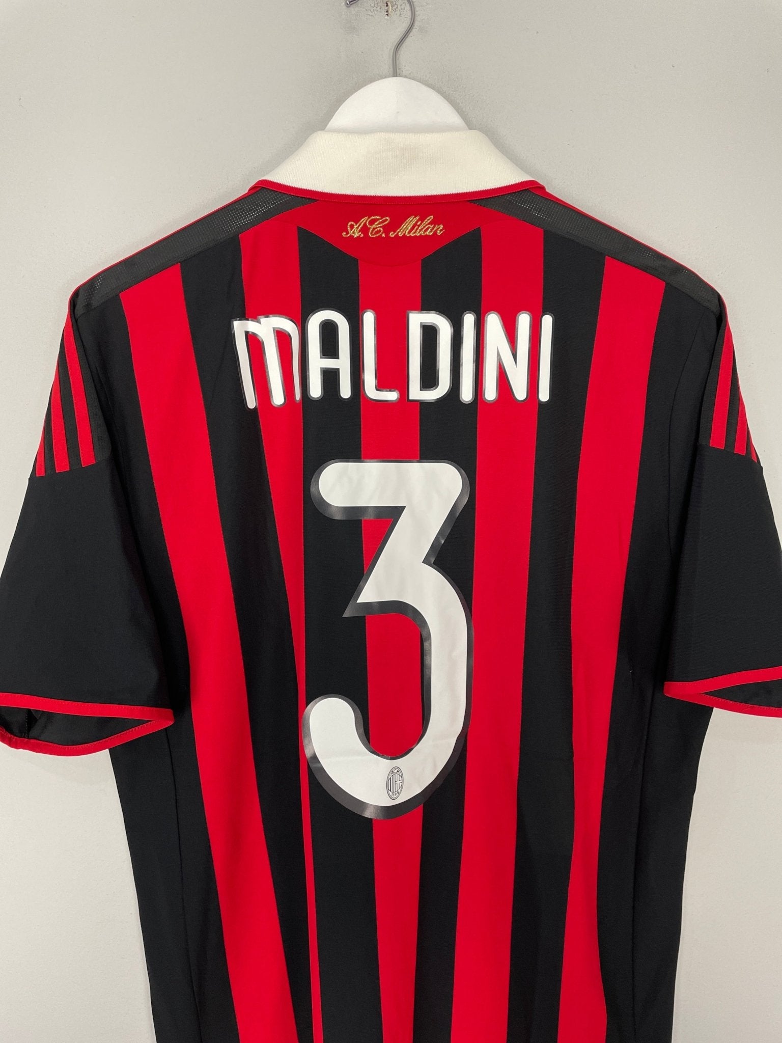 Shop 2009/10 AC MILAN MALDINI #3 HOME SHIRT (M) ADIDAS, classic football shirts, vintage football shirts & retro soccer jerseys at Cult Kits